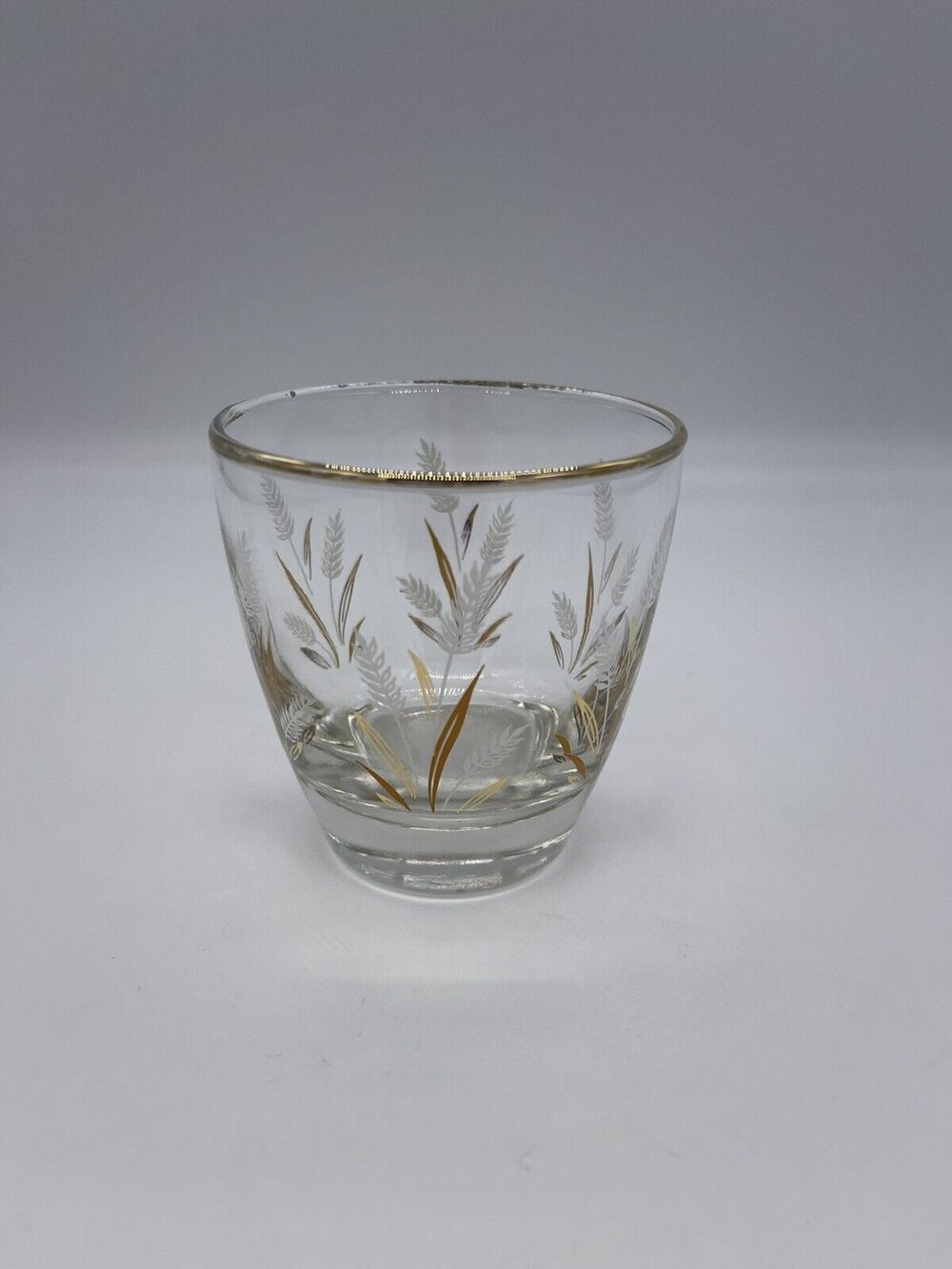 Vintage Libbey Glass Wheat Spray Pattern Lowball Glass